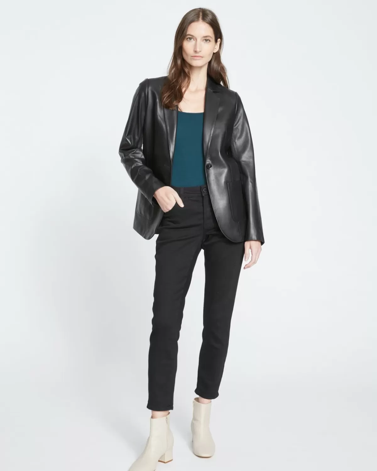 Davis Leather Blazer>Universal Standard Clearance