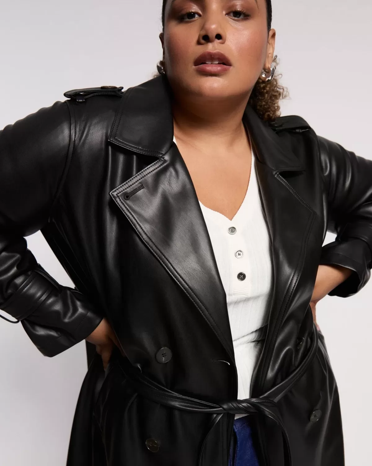 Sade Faux Leather Trench Coat>Universal Standard Sale